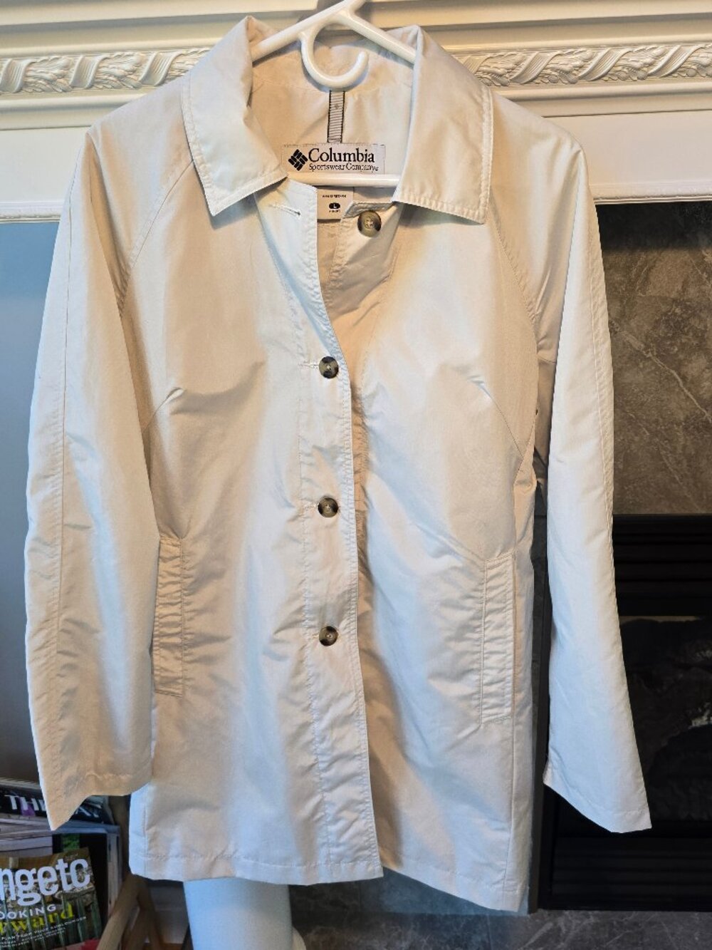 Columbia Ivory white Lined Mid-Length Trench Jacket WL3033 Women's Large